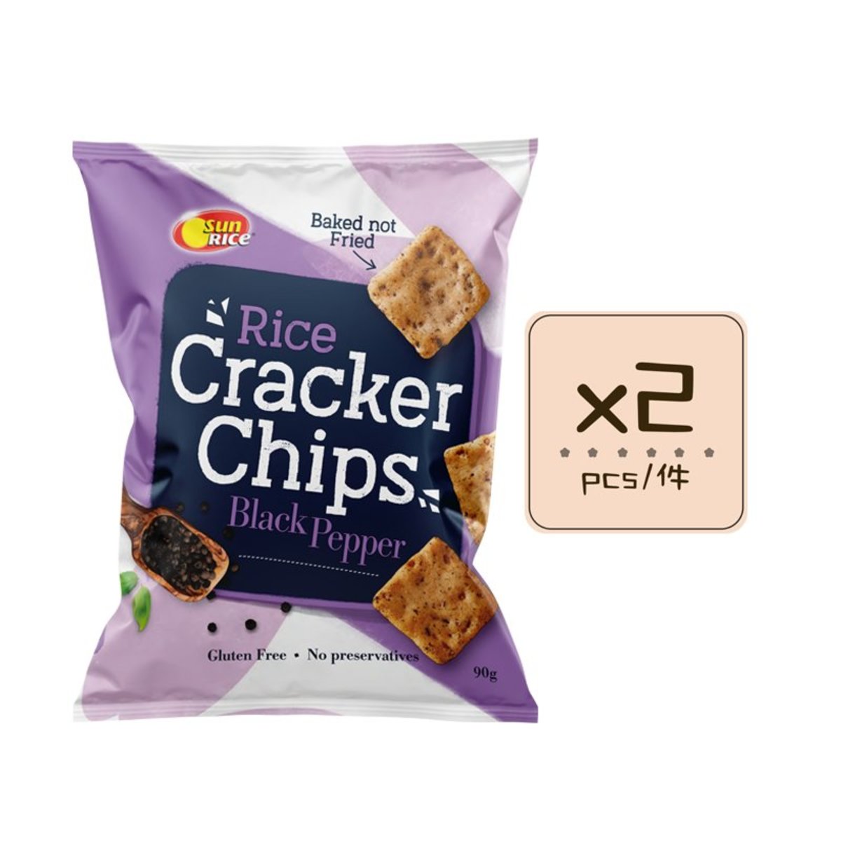 Black Pepper  Rice Cracker Chips 90gx2