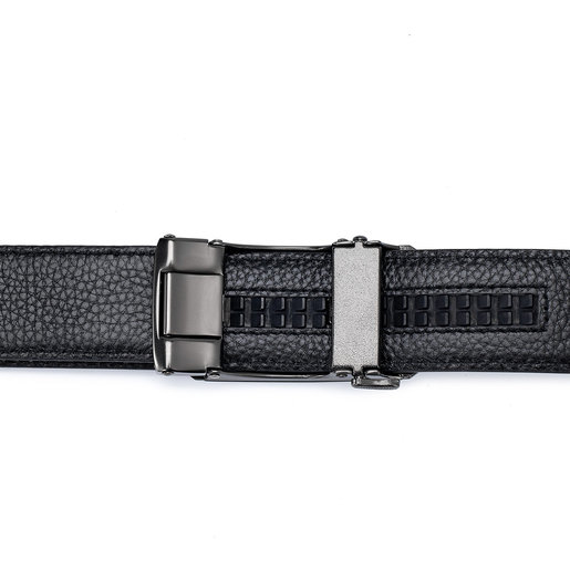 Split leather belt with double buckle