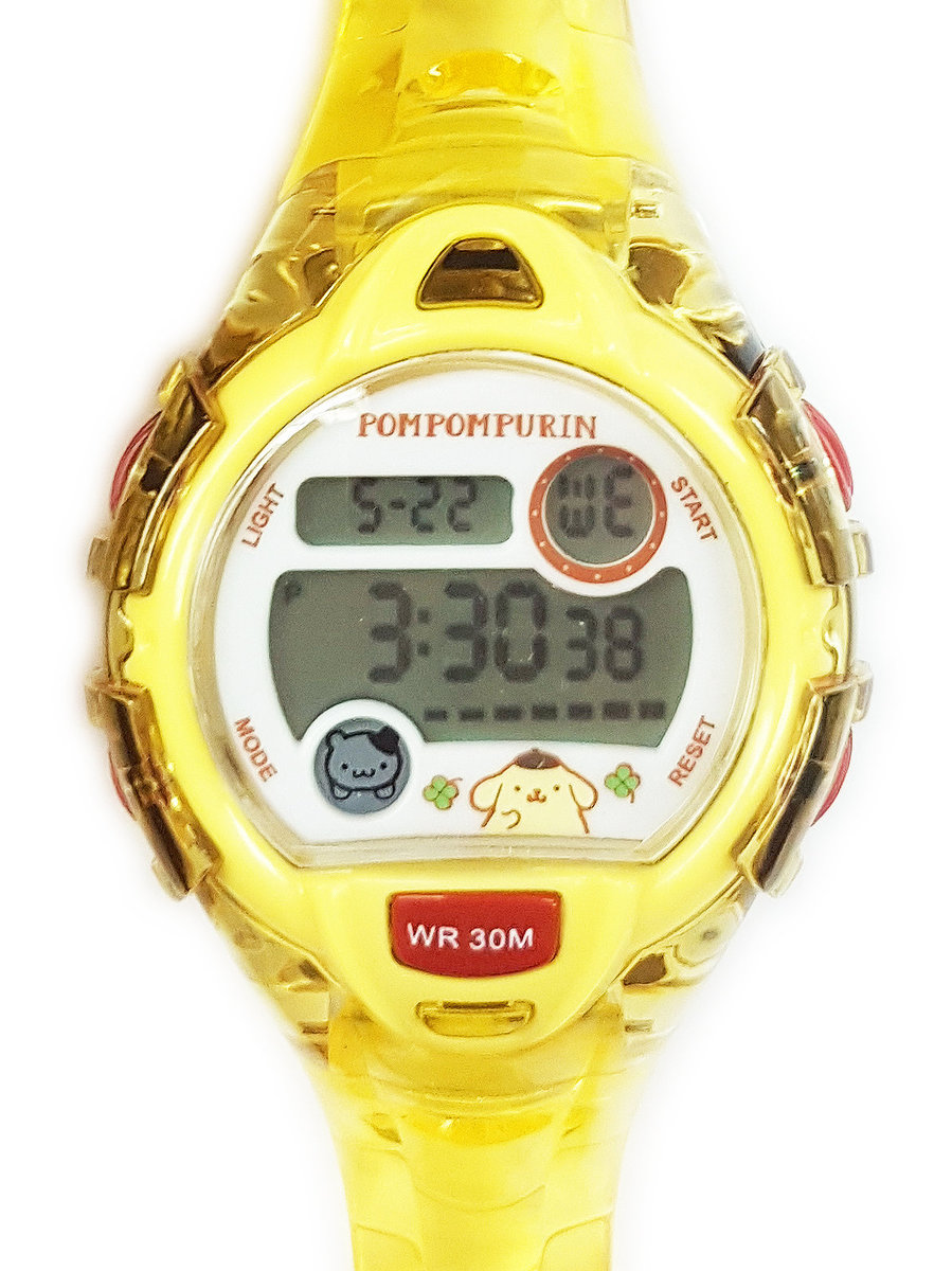 yellow digital watch