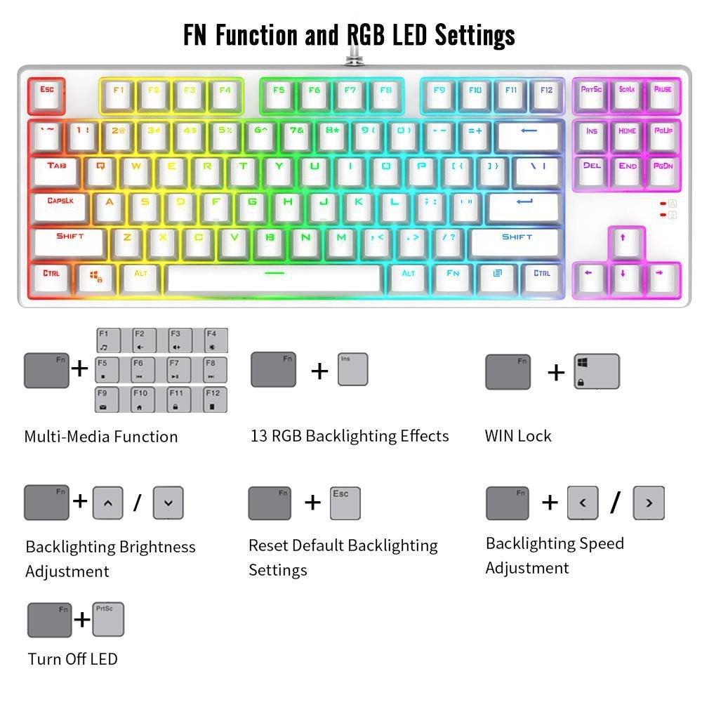 首席玩家 | 1stplayer DK5.0 Lite White Edition 黑軸機械鍵盤 87-Keys RGB Gaming ...