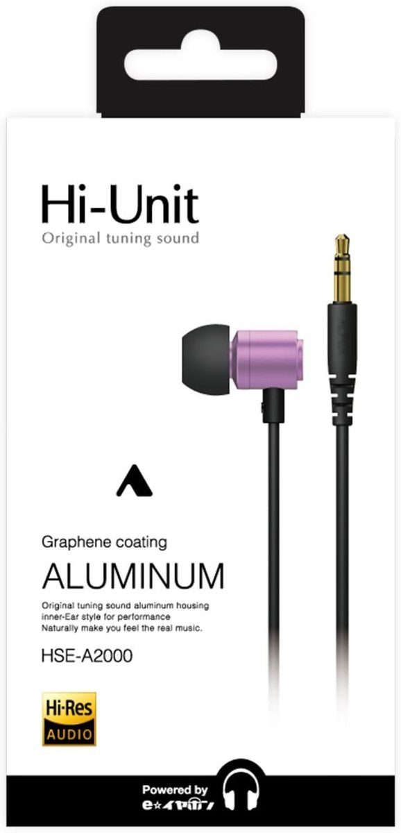 HSE-A2000 VL graphene coating diaphragm earphone, Official Hi-Res Audio Certification - Violet
