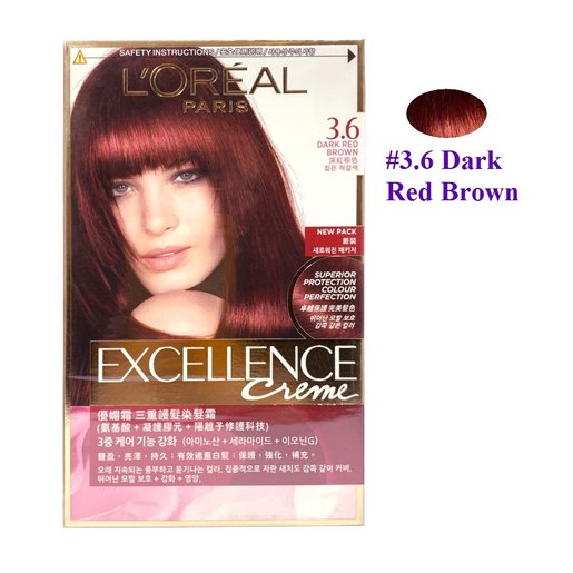 L Oreal Paris Excellence Creme Hair Dye 3 6 Dark Red