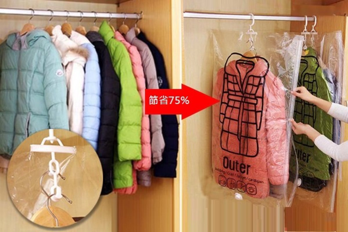 1 pc Side Pull Hanging Vacuum Compression Bag (Large) * Package random