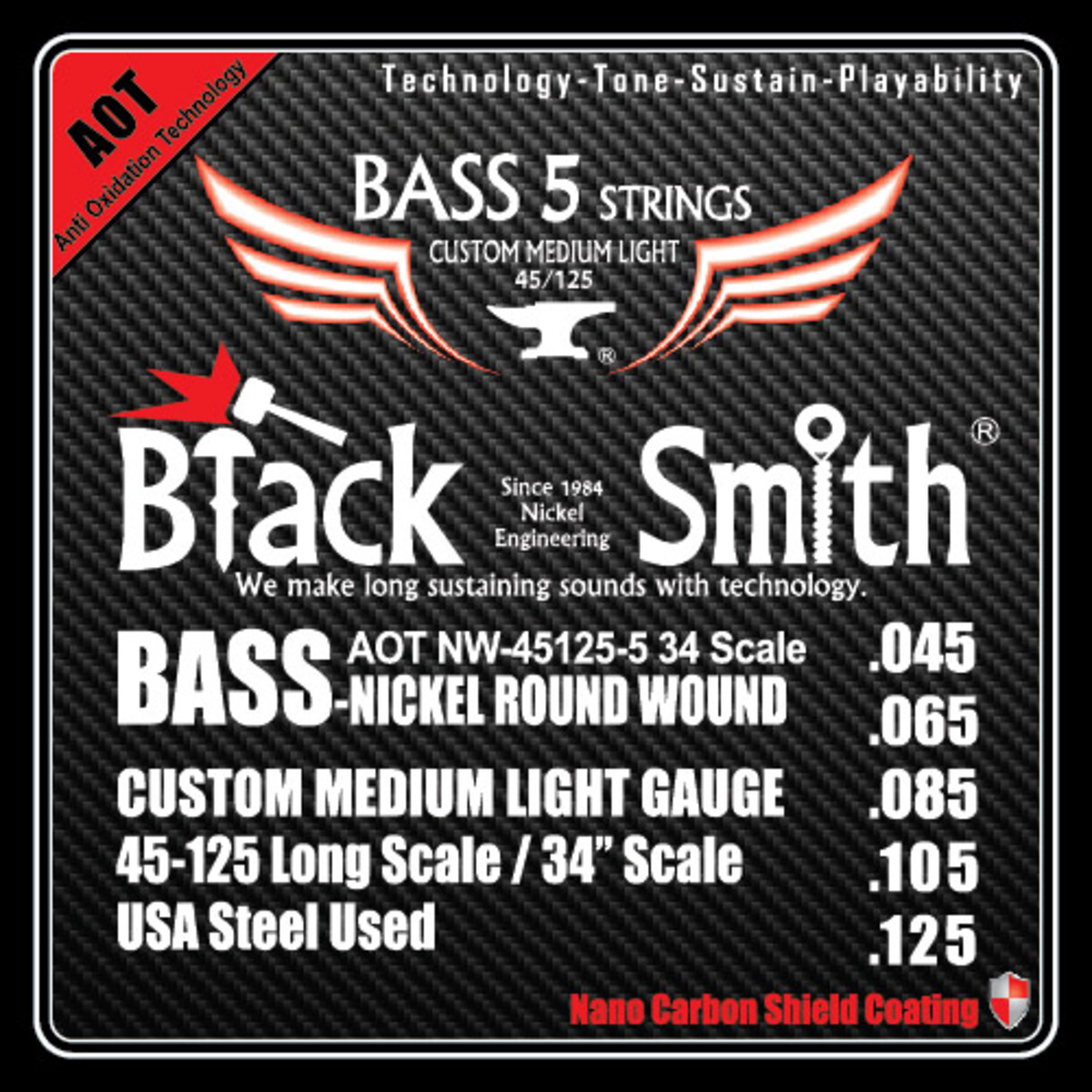 NW-45125-5 34 Nickel Round Wound Bass Strings