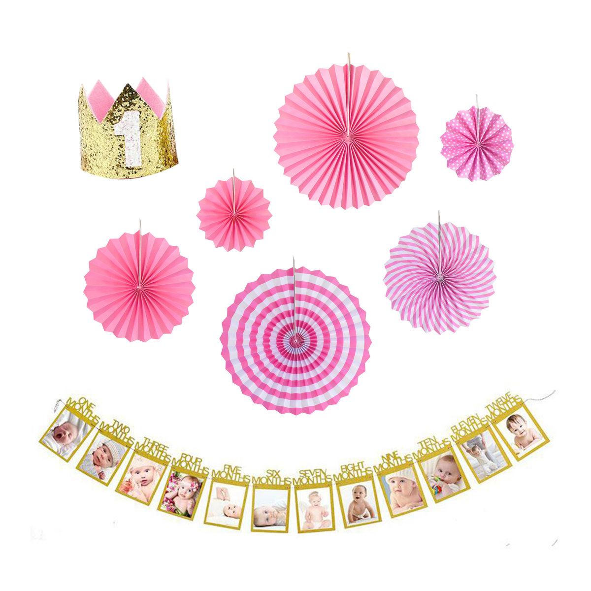 The Wee Bean First Birthday Party Decor Set Gold Banner