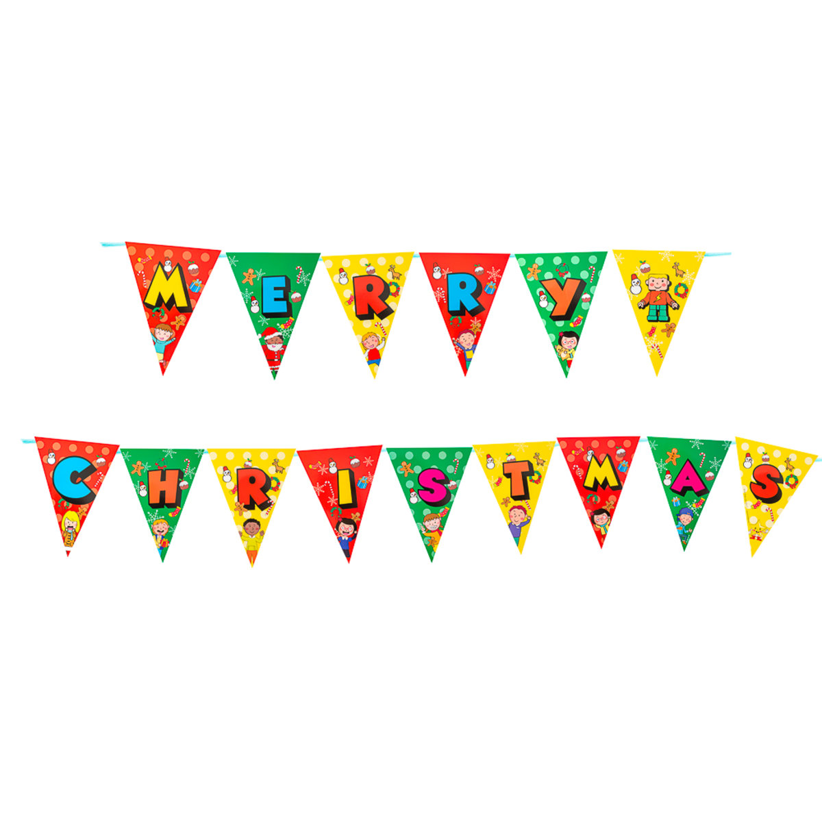 Christmas Party Decor Set Banner - Christmas Bunting (With a roll of ribbon)