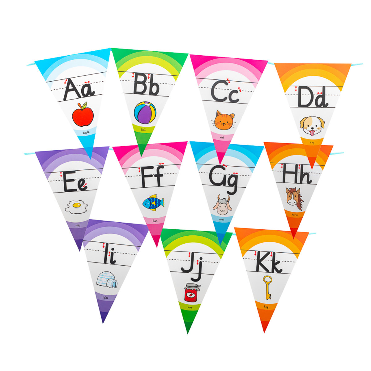Decor Set Banner - ABC Learning, Alphabet Bunting (With a roll of ribbon)