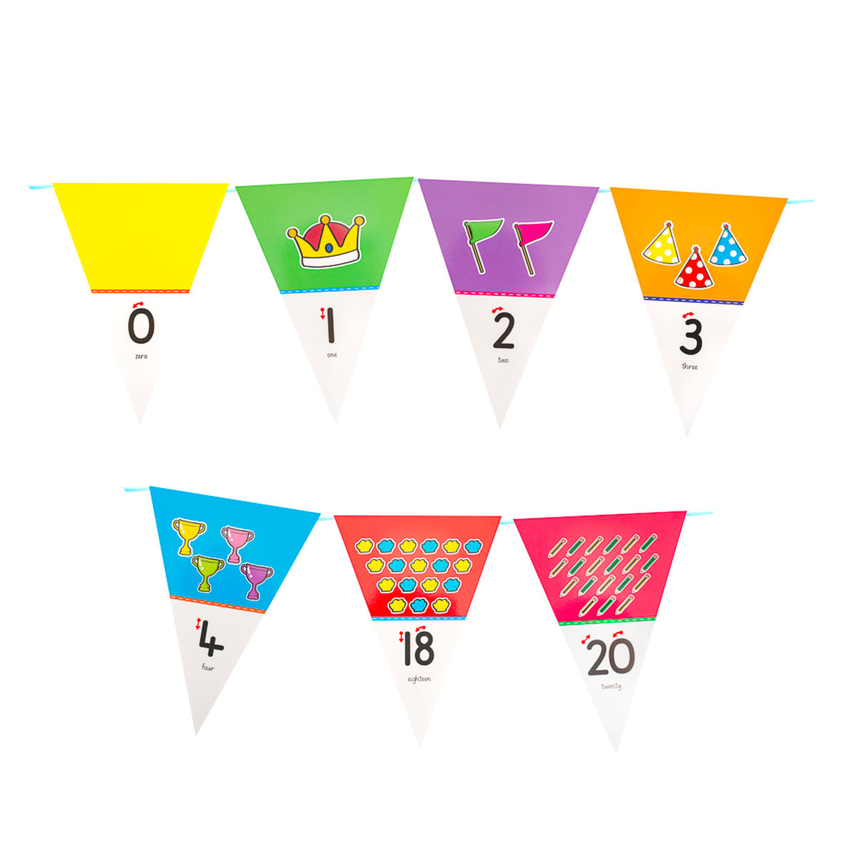 Decor Set Banner - 123 Number Bunting (With a roll of ribbon)