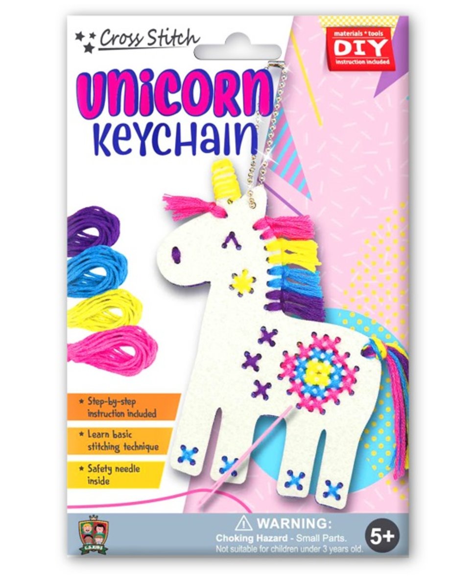 DIY Magic World | Cross-stitch Unicorn, Animal Keychain Kit for Kids - Art and Craft Supplies
