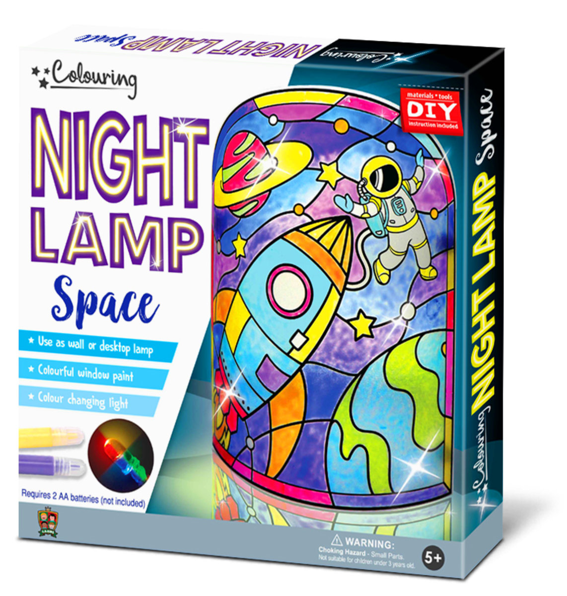 DIY Magic World | Space Night Lamp Kit for Kids - Stained Glass, Color Changing LED Bedroom Light