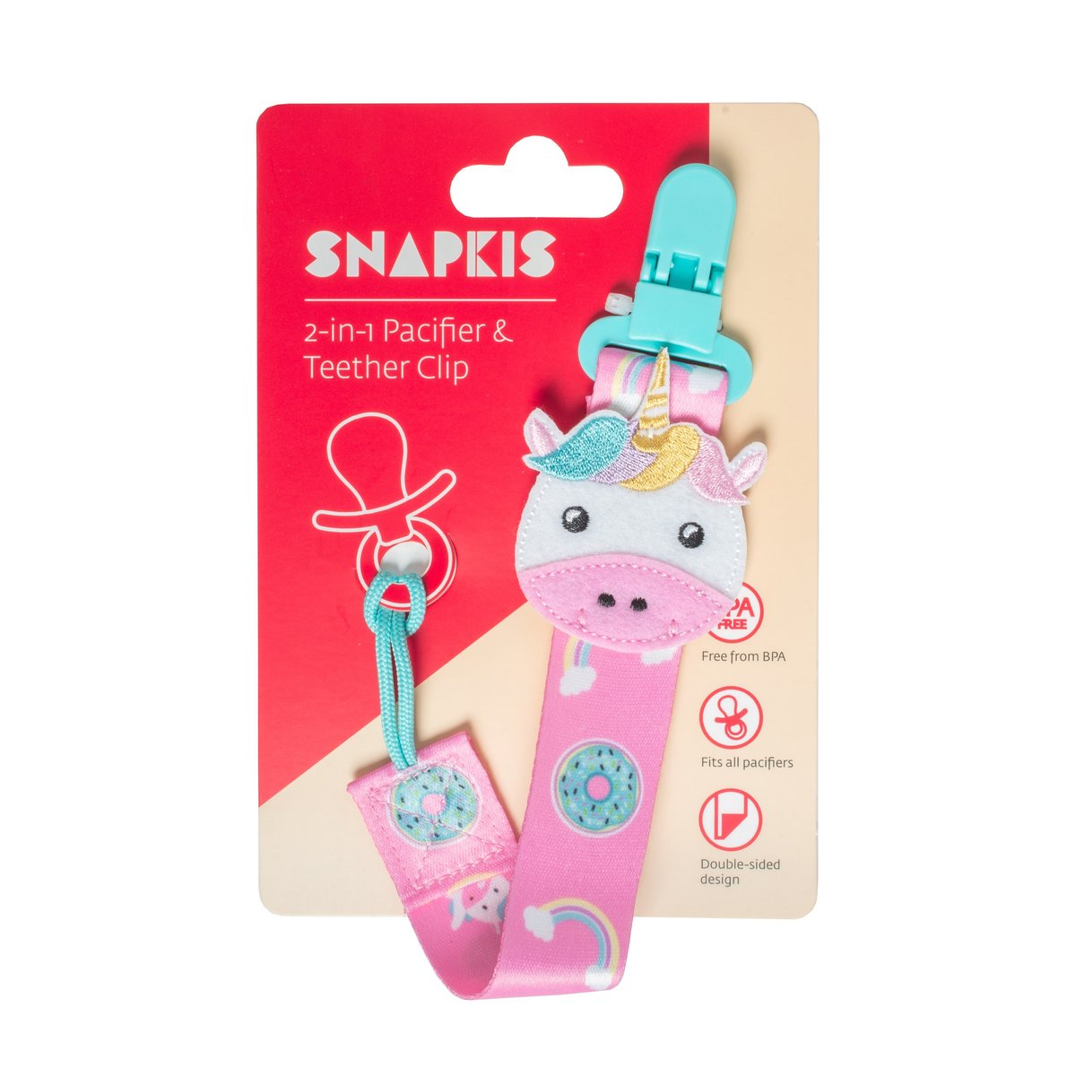 2-IN-1 PACIFIER & TEETHER CLIP UNICORN