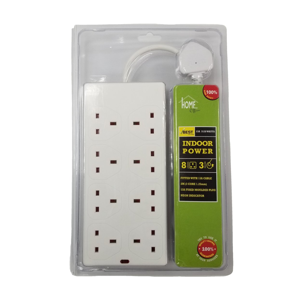 8 Gang Extension Socket with Neon - 3 Metre (2608-3M)