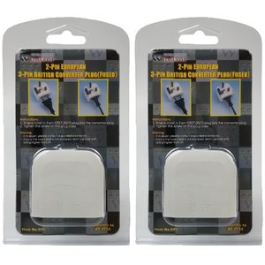 Windsor - Converter Plug  2-Pin European to 3-Pin UK Plug - 2 Pack (CP1X2)