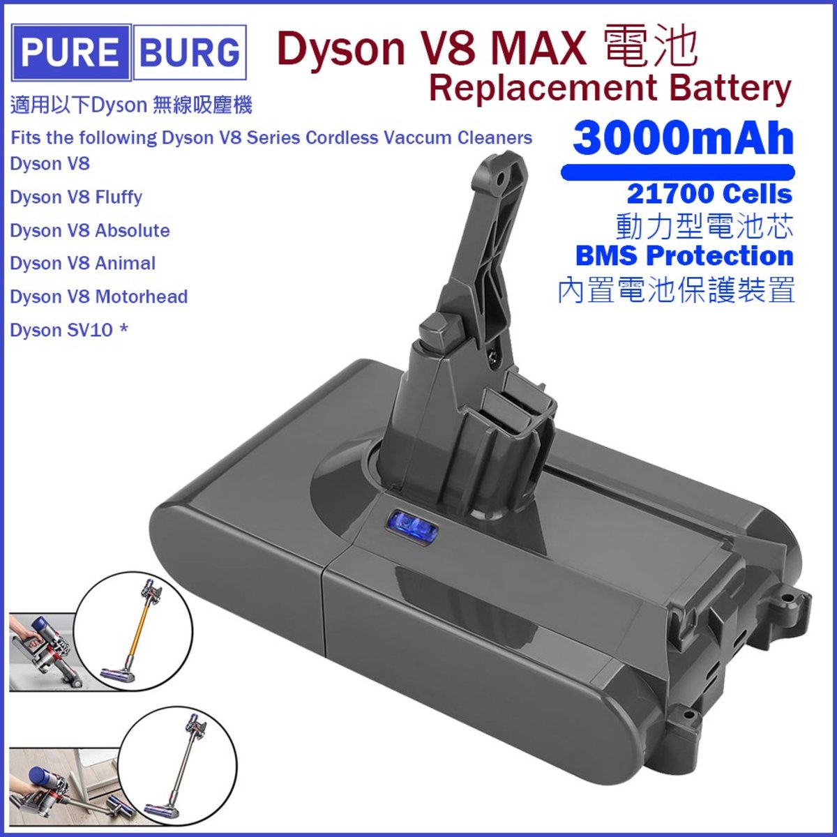 Dyson SV10 & V8, V8 Animal, V8 Absolute Battery Replacement – BBM Battery  Canada