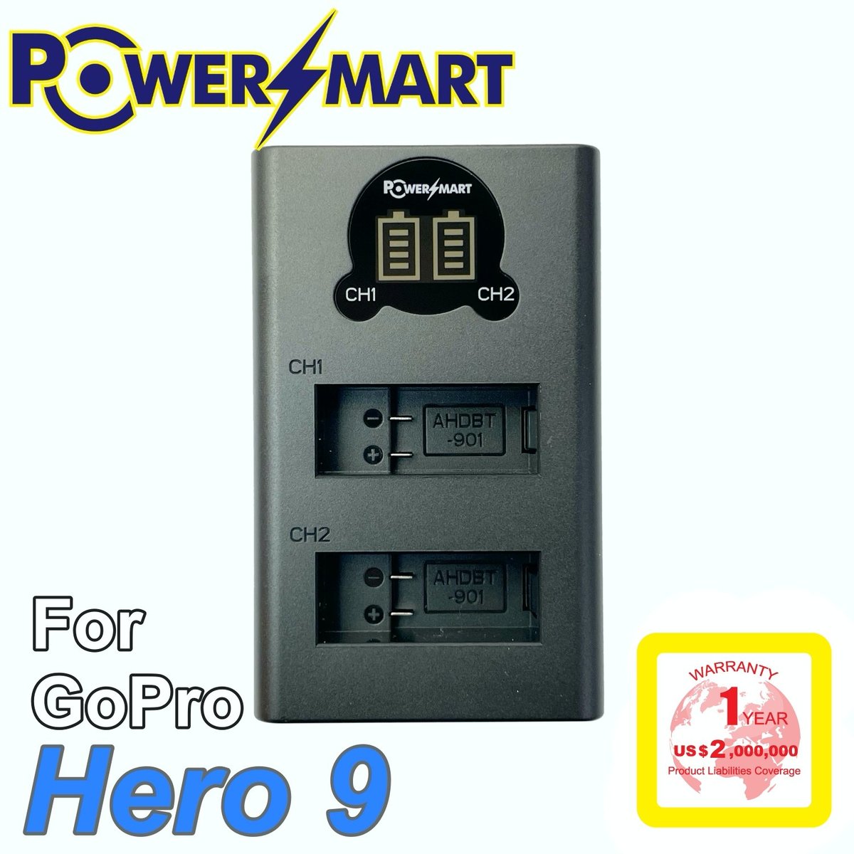 Powersmart Gopro Hero 9 Ahdbt 901 兩位電池充電器 Usb輸入 Hktvmall 香港最大網購平台