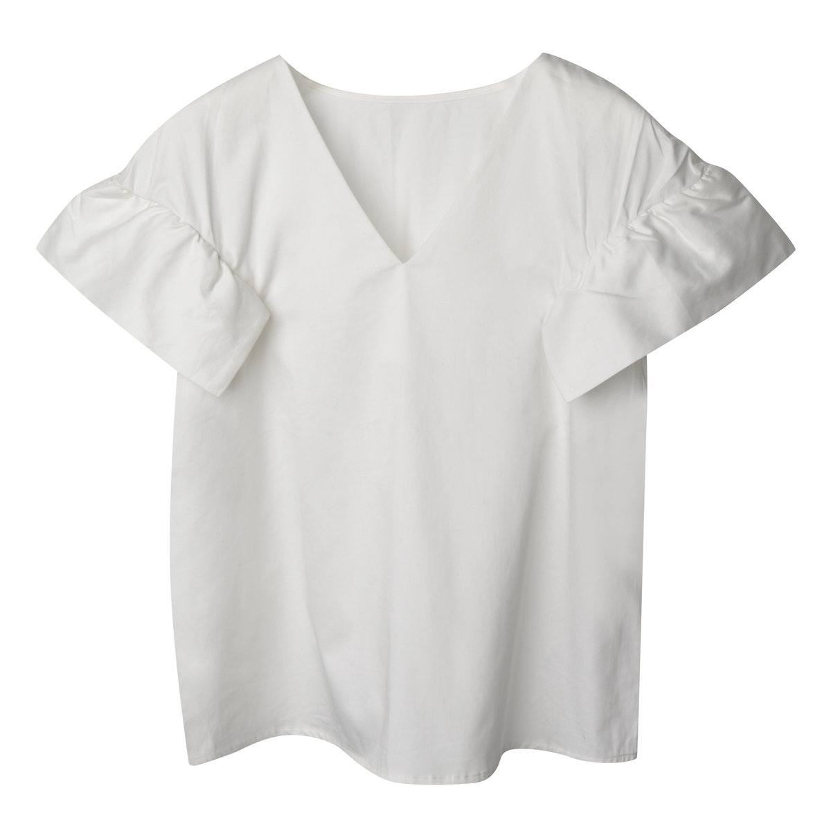 white ruffle sleeve blouse