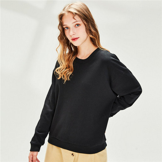 plain black crew neck sweatshirt women's