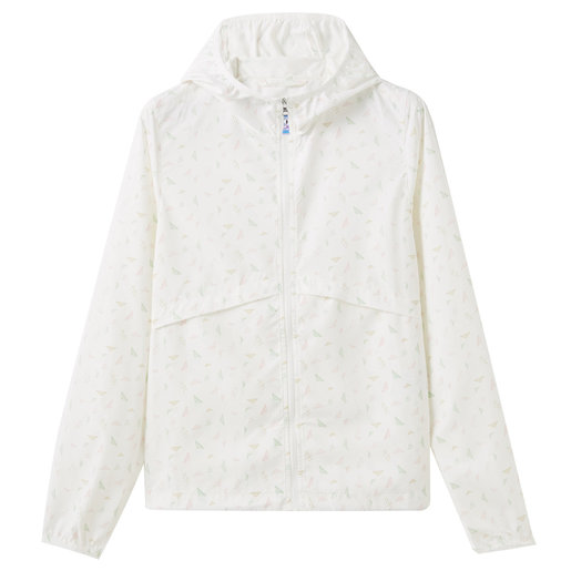white hooded windbreaker