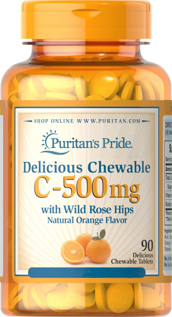 Delicious Chewable C-500 mg with Wild Rose Hips 90s  (Best Before: end of November 2024)