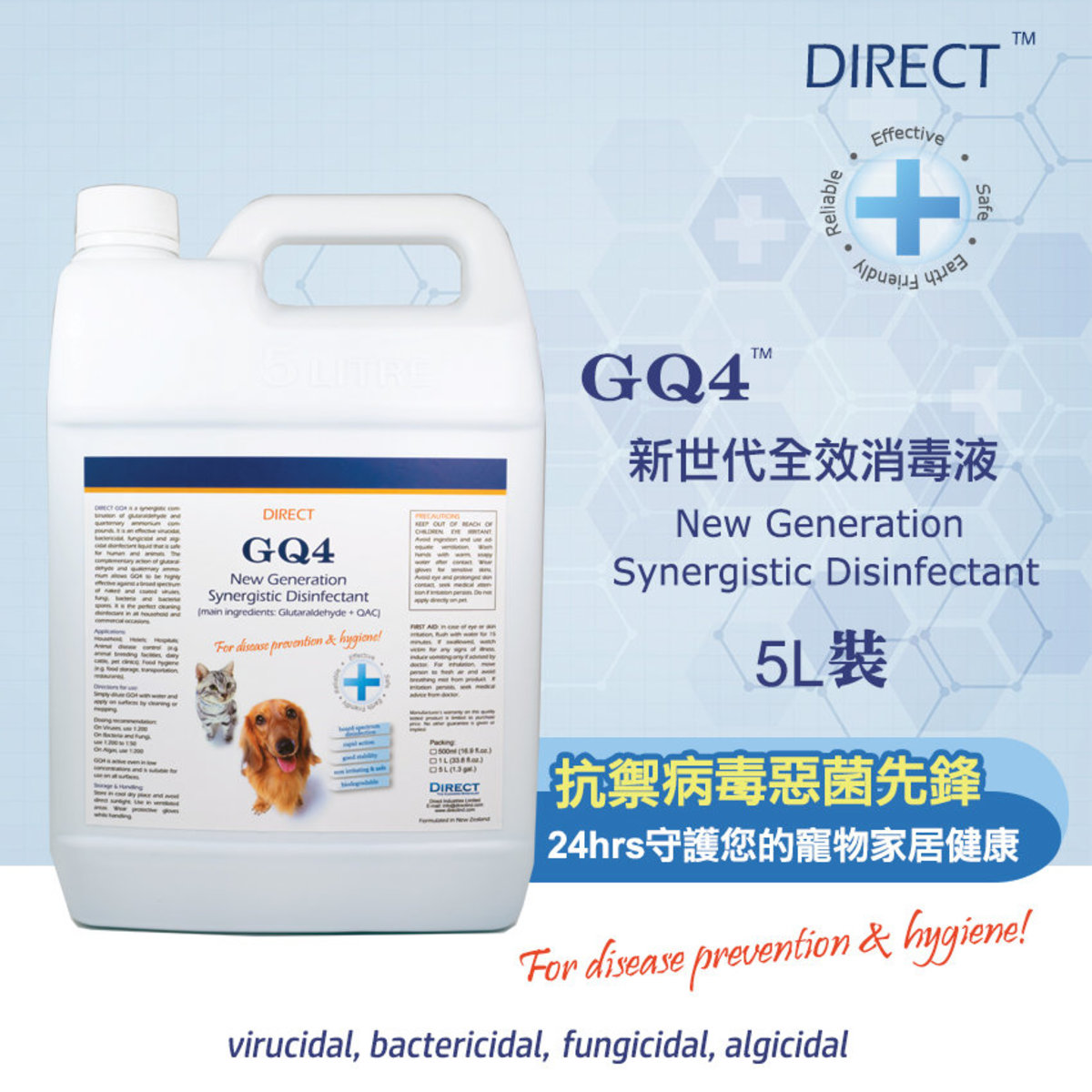 DIRECT GQ4 Synergistic Disinfectant 5L (Super Concentrate/Antiseptic