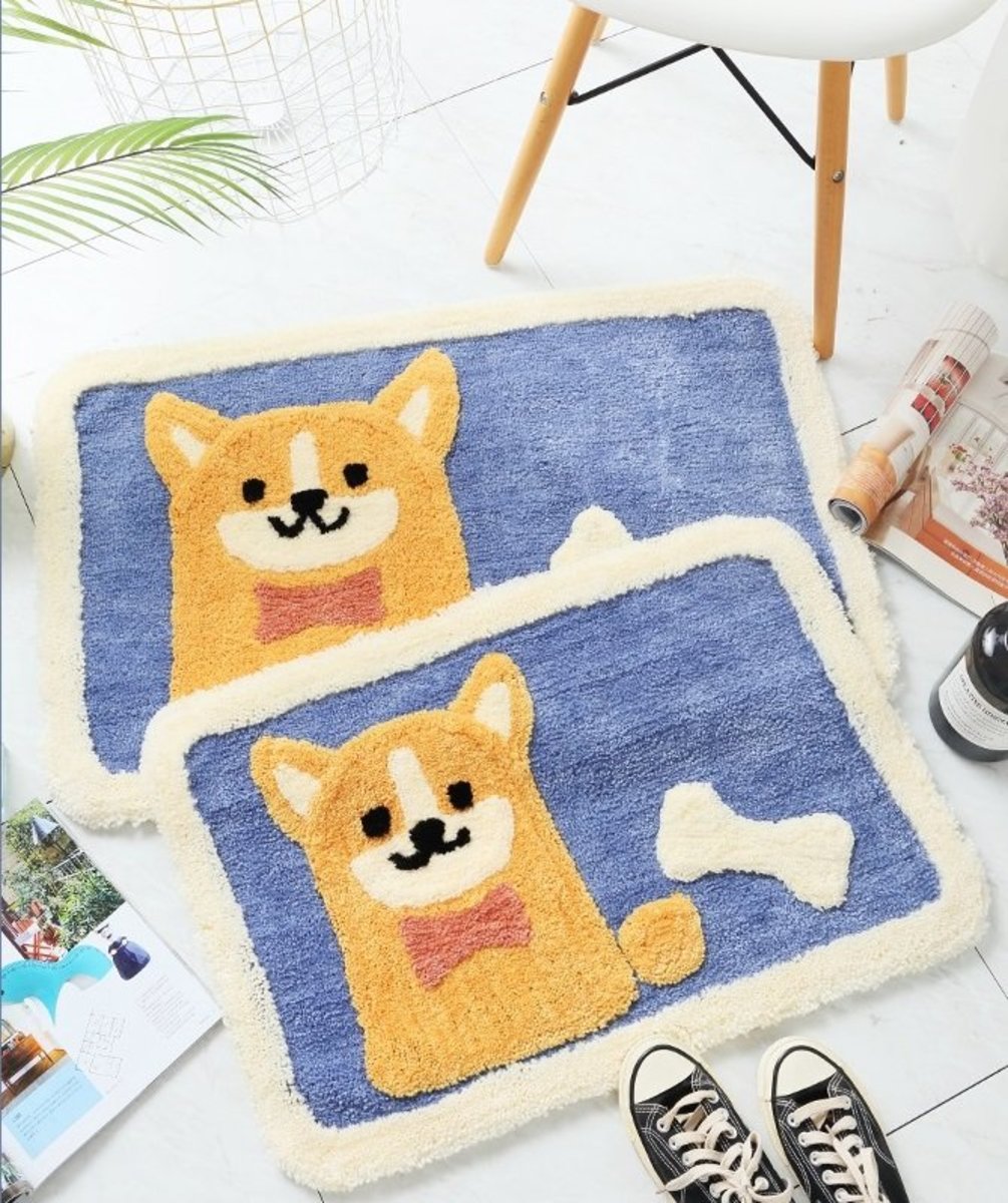 Odaiba Corgi Dog Non Slip Absorbent Floor Mat Large Size