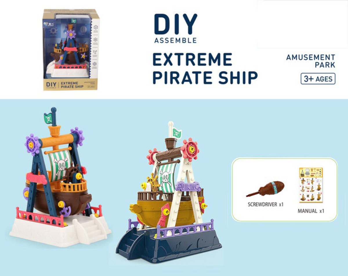 Toyslido Diy Screwing Pirate Ship Display Toy For 3 Years Old