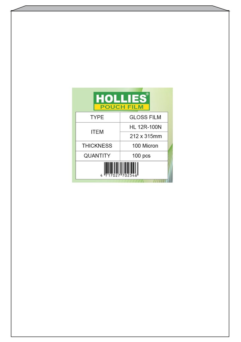 HL 12R-100N Laminator Pouch Film 212*315mm 100mic