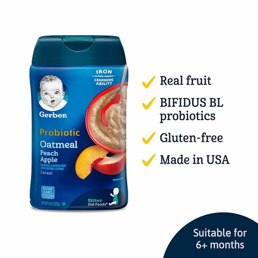 gerber probiotic oatmeal peach apple cereal