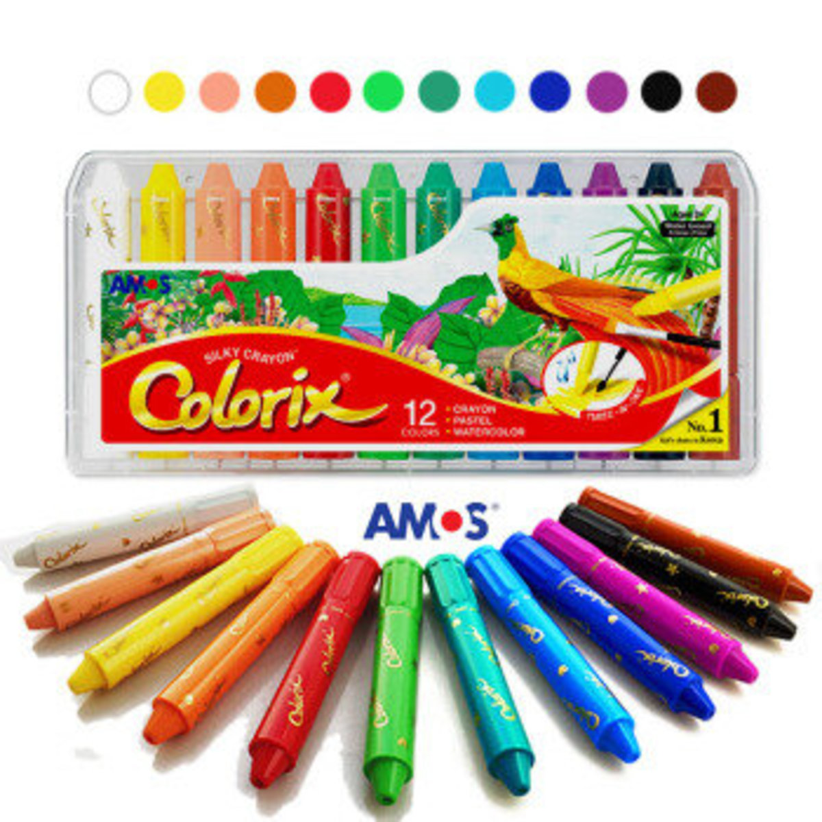 Amos Colorix Silky Crayons 12 Peaces (3 color types Watercolor, Crayons,  Oil Pastels combine in one Paint) - AliExpress