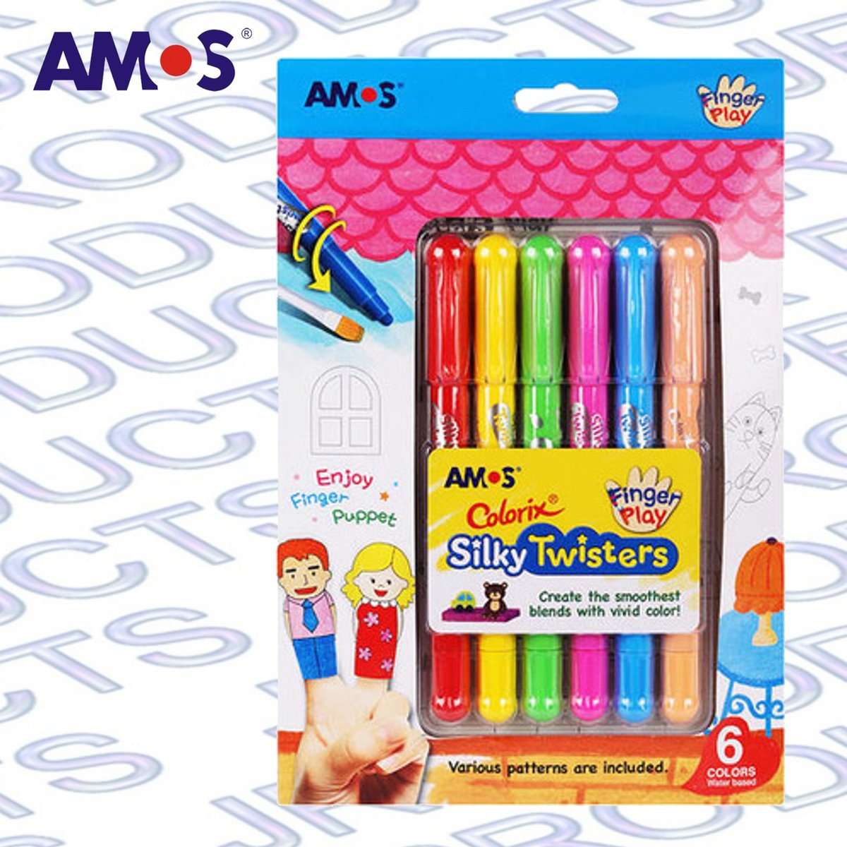 AMOS  Korea AMOS Colorix® Silky Twisters (Finger Play), 6 Colour