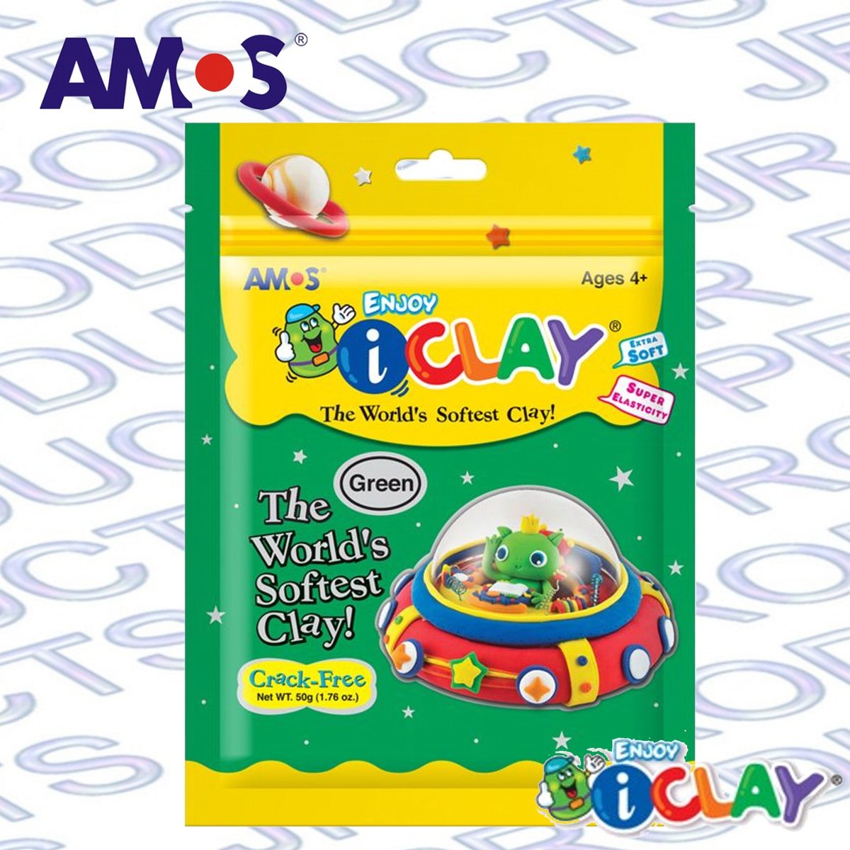 韓國 AMOS iCLAY® 50克 袋裝輕黏土, 綠色《香港行貨》