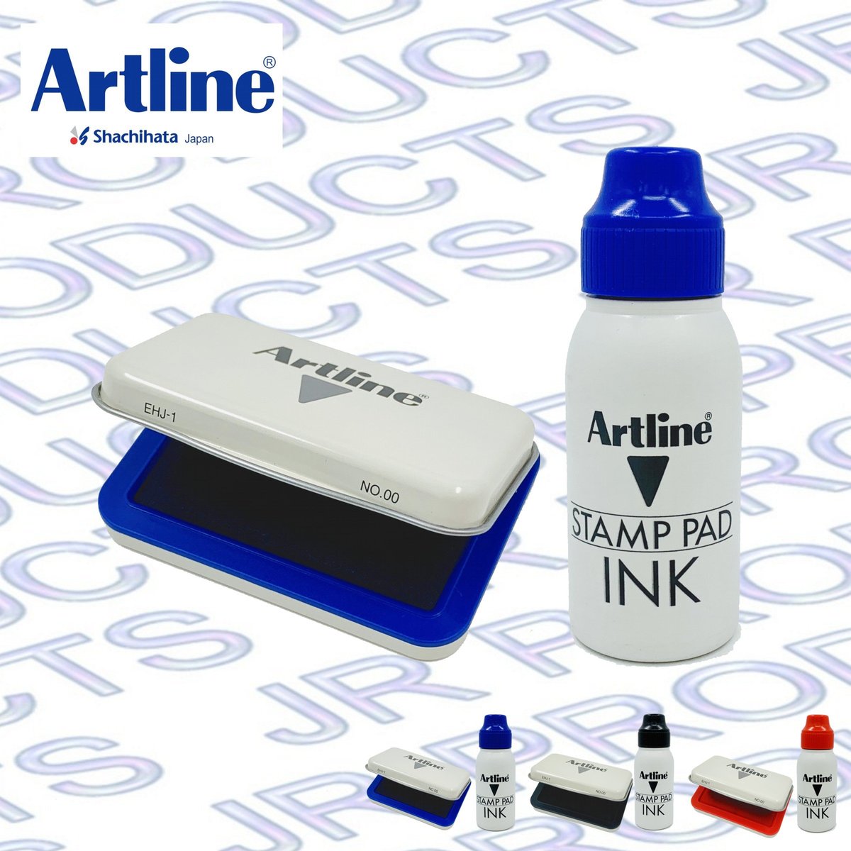 Artline, Japan Artline STAMP PAD No.00 - Blue #EHJ-1 + Ink(50ml) #ESA-2N, Color : Blue`