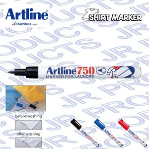 Artline 750 Laundry Permanent Marker Pen 0.7mm Black Red Blue, Clothing, PK 3 6