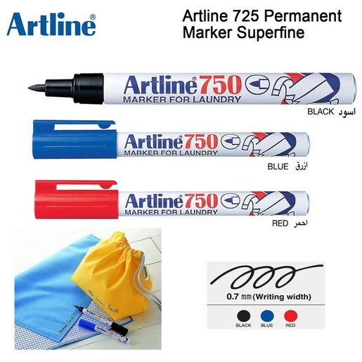 Artline, Japan Artline EK-750 MARKER FOR LAUNDRY (3 pcs), Blue x 3, Color  : Blue`