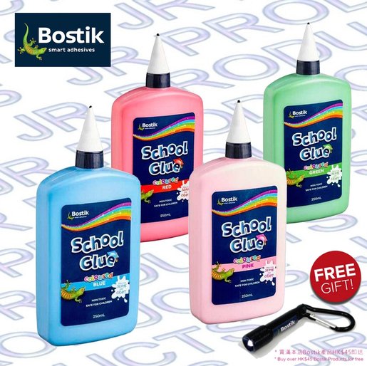 Bostik  SCHOOL GLUE COLOURED PVA (Blue, Green, Pink, Red) 250ml x