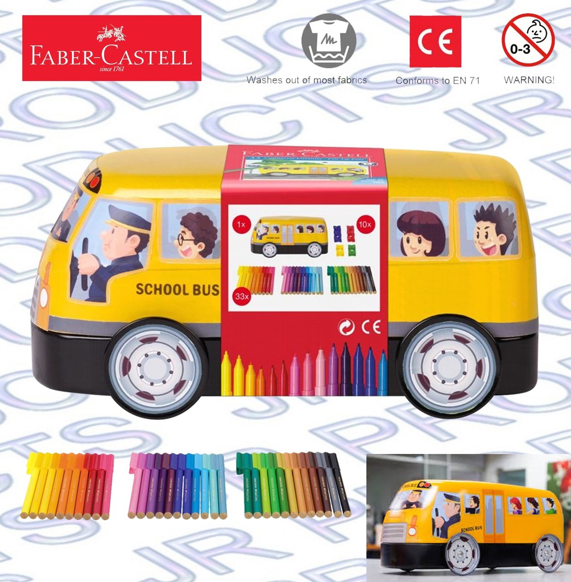 Faber-Castell Colour Connector Pens School Bus Set of 33