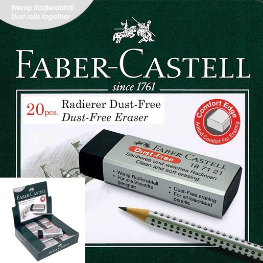 Faber-Castell Dust-Free 187121 Plastic Eraser, Black