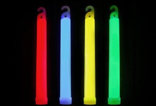 red and blue glow sticks