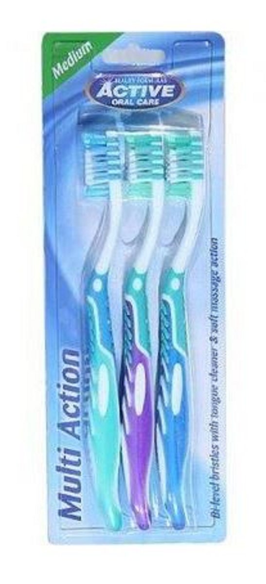 Multi Action Toothbrush || 多功能牙刷套裝 (3支裝-中毛)