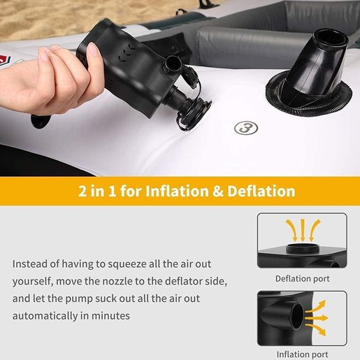 HOTIN LIFESTYLE, Electric Air Pump, Portable Rechargeable Air Pump for  Inflatables DC Inflating/Deflating 3 Nozzles