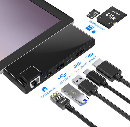 Htmart 7合1 副廠microsoft Surface Pro 7 Rj45 Ethernet Hdmi Usb C Sd Kit 香港電視hktvmall 網上購物