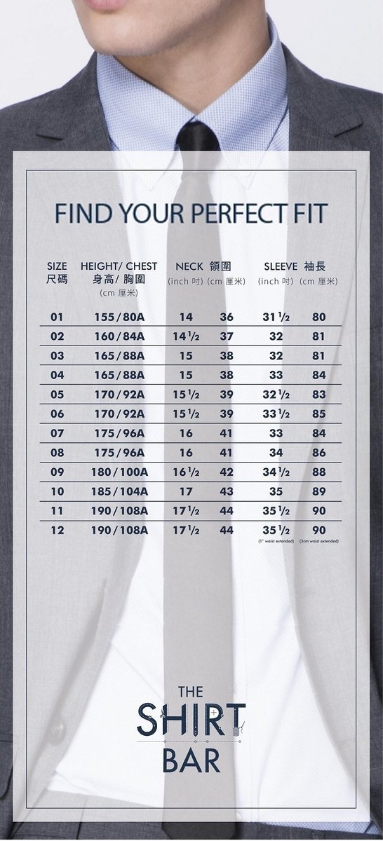 G2000 suit sale size chart