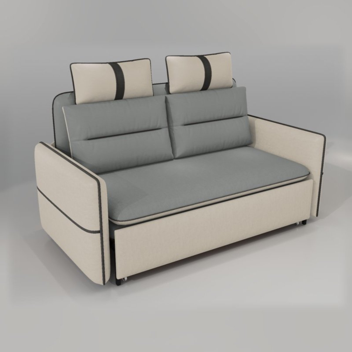 New multi-color optional headrest reinforced sofa bed Nordic broaching bed with large capacity storage function 3069 (120CM fluffy linen sponge plus coconut palm version No. 1 main color and No. 7)
