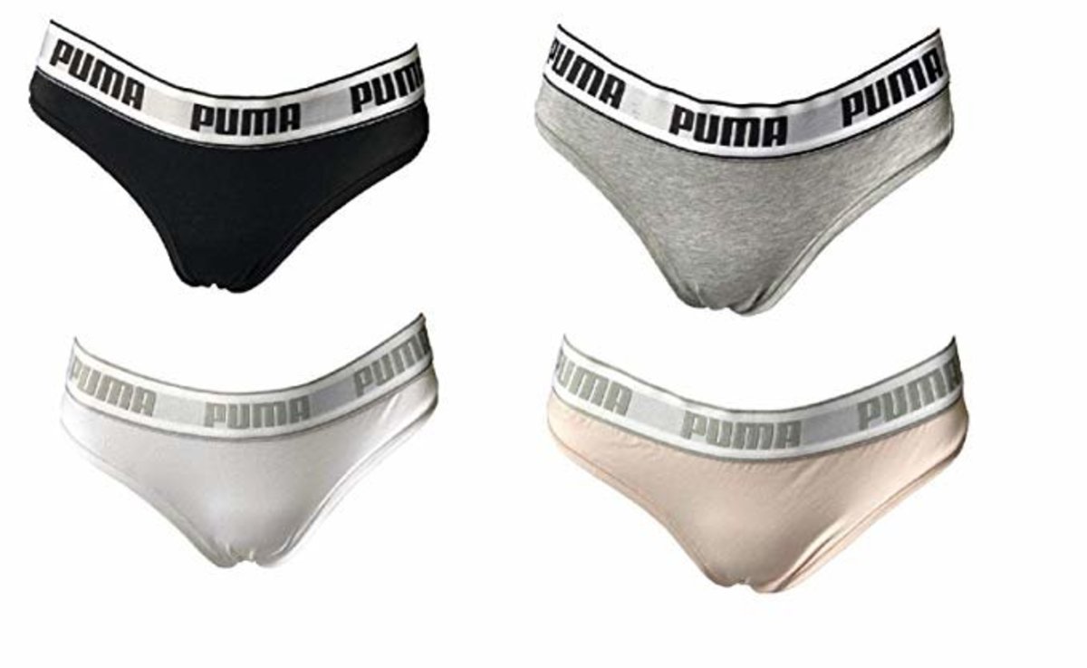 PUMA ladie's 4-pk Premium Cotton Stretch Bikini Panties S/Pink