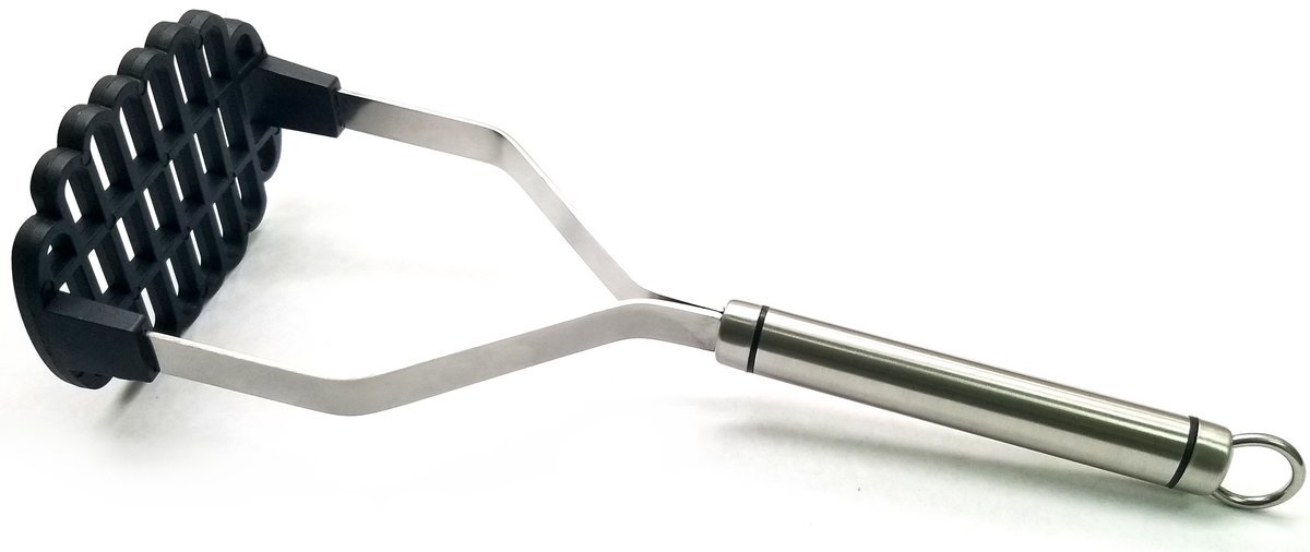 Nylon potato masher with high-grade stainless steel handle