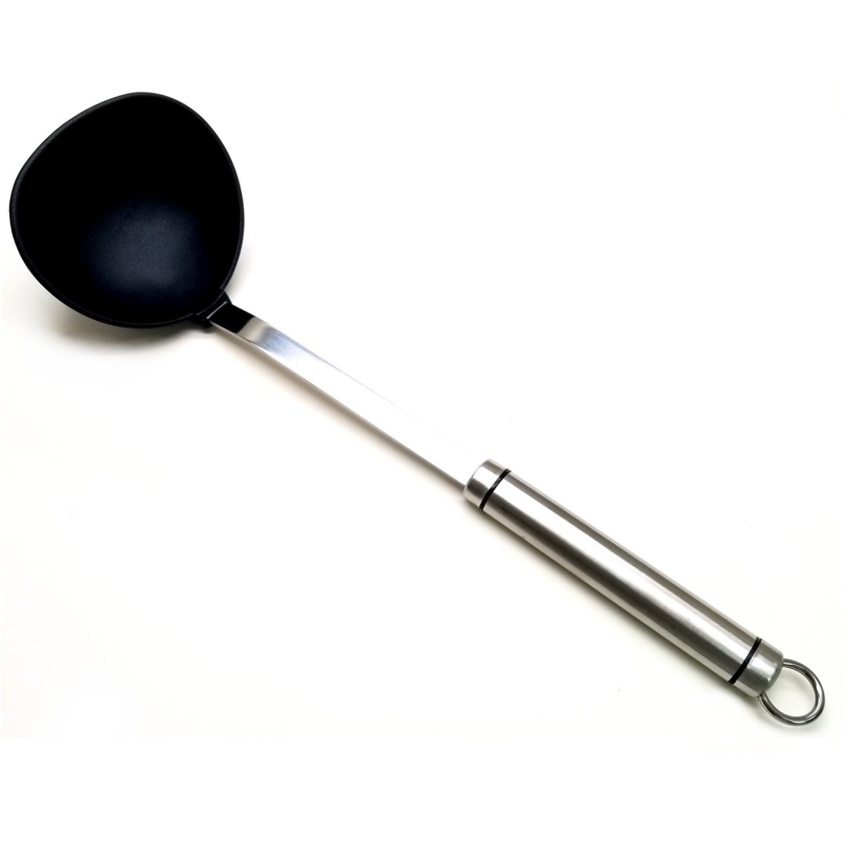 Nylon soup scoop with high-grade stainless steel handle