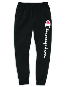 champion men's vertical logo script jersey jogger pants