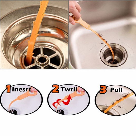 3Pcs Drain Snake Hair Drain Clog Remover Cleaning Tool Sink