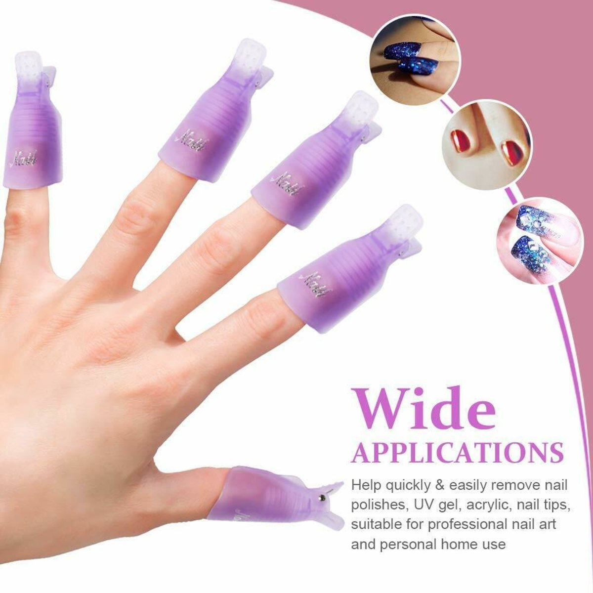 Nail Polish Remover Clips UV Gel Nail Art Soak Off Cap Clip Polish Reusable Nails Care Finger Wrap