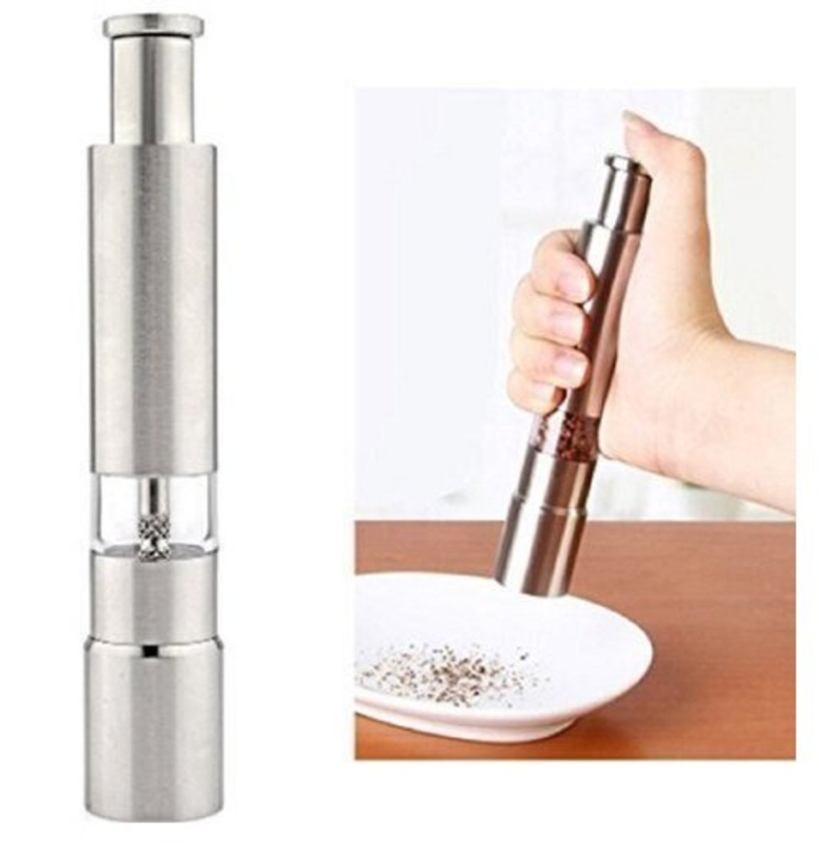 1件 不銹鋼手動研磨器 香料樽 磨鹽和磨胡椒機